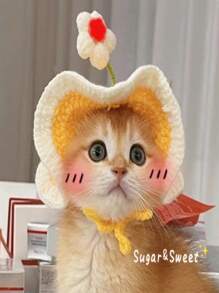 Pet Cat Hat Springfield Flower Cute Headgear Dog Headgear Hand-Woven Decorations
