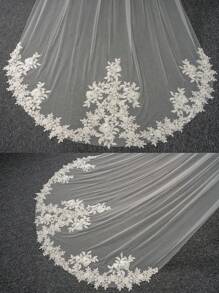 1 Pc Cathedral Long 3M(118inch) Floral Lace Wedding Bridal Veil With Metal Comb For Bride Party Prom White Ivory