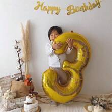 Globos de número de lámina con helio color dorado de 32 pulgadas, globos de números grandes y enormes para decoración de fiestas de cumpleaños y celebraciones, globos grandes - Dorado - Ver 4