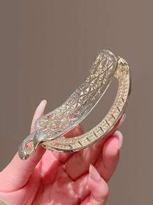 1 pieza Pinza de pelo con clip de garra y cristales brillantes para mujeres, accesorios para el cabello, pasadores, pinzas para el cabello, garras para el cabello, artículos escolares, atuendos de fiesta, accesorios para la cabeza - Dorado - Ver 4