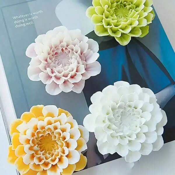 1pc 3D Dahlia Flower Silicone Mold, Chrysanthemum Daisy Shaped Moulds For Aroma Relax Candles & Handmade Soaps ,Craft Tool For Plaster DIY Decorations, Handmade Aromatherapy Wax, Gypsum, Soap, Clay, Car Aroma Diffuser Stone And So On, Aromatherapy Plaster Resin Craft, Flexible Material,Adds Elegance To Home Decor, Flexible And Easy To Use, Gift Making Supplies For Wedding Graduation Birthday Party Festival Decoration