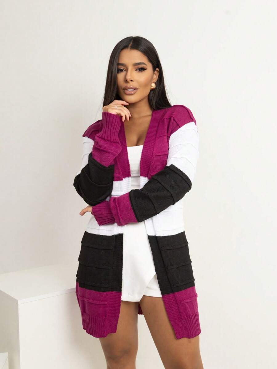 Knitted Cardigan Winter Women's Fashion Knitted Blouse | Knitted Winter Coat Max Cardigan Lover - 紫紅色大衣 - 查看 1