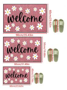 1pc Pink Background Welcome Floral Design Doormat, Minimalist Style Indoor/Outdoor Non-Slip Mat, Washable, Water Absorbing, Quick Drying, Suitable For Kitchen, Dining Room, Hallway, Bathroom, Bedroom, Outdoor, Entryway, Home Decor, Room Decor, All Season Gifts Birthday Graduation Rug Carpet Rugs Door Mat Carpet For Living Room Kitchen Rug Bedroom Decor Blankets And Throws Rugs For Bed Room Bathroom Decor Room Decoration Stuff Living Room Decor Office Decor House Decor Home Decor Living Room Bathroom Rug Room Decor Aesthetic