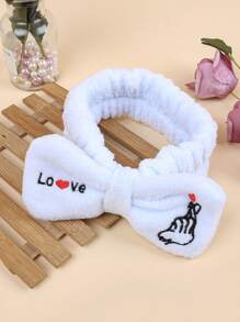 1 件女士心形刺绣蓬松蝴蝶结头带，柔软甜美可爱发饰，日常洗脸发带 - 彩色 - 查看 16