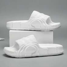 Soft Indoor Slippers For Couples - Summer Skid-Proof Bathroom Sandals, Solid Color Flip Flops For Men And Women, Comfortable Flat Shoes For Home Use - White - View 1