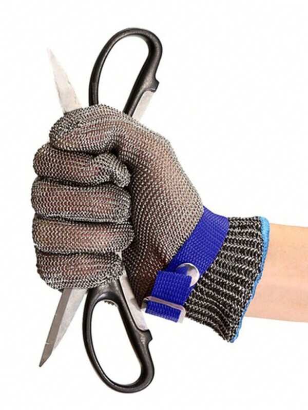 1PCS Level 5 Anti-Cut Glove 316 Stainless Steel High Strength High Film Polyethylene Cut Resistant Hand Protection For Butcher Installation With White Nylon Glove