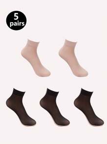 5/10/20 زوج من جوارب النساء القصيرة ذات السلك الفولاذي، تصميم أنيق للصيف، مضاد للفرقعة، شفاف، قابل للتنفس - متعدد الألوان - مشاهدة 16