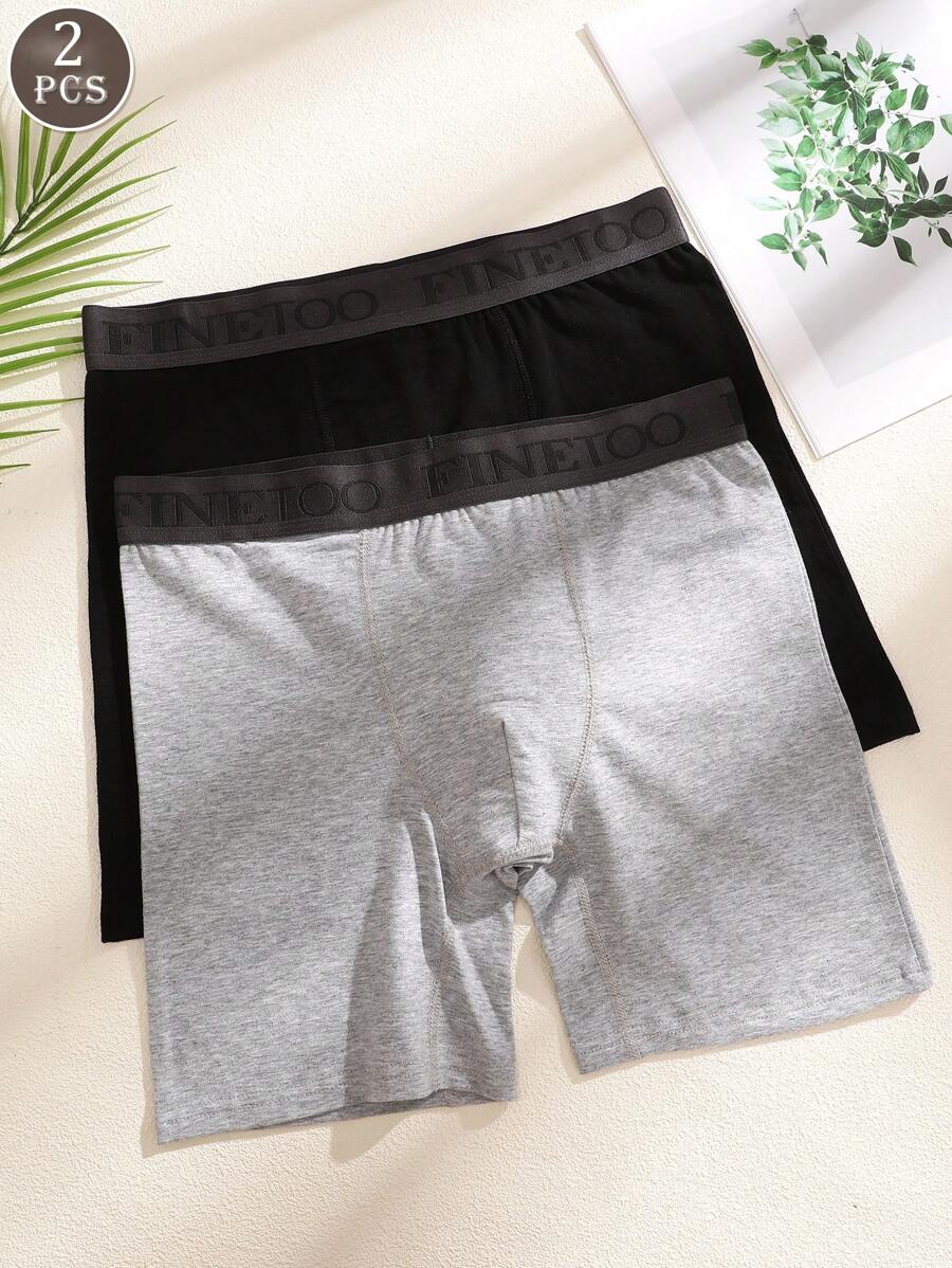 2 件装 男士多色字母印花舒适透气中腰平角内裤