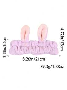 1pc Women's Plush Faux Rabbit Ear Elastic Headband, Cute Sweet Fashion Cartoon Hair Accessories, Daily Use Hairband For Washing Face, Masking