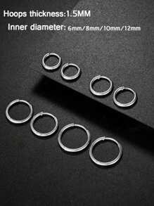 316L Surgical Stainless Steel Huggie Hoop Earrings 6mm 8mm 10mm 11mm 12mm 14mm Hypoallergenic Earrings Hoop Cartilage Helix Lobes Hinged Sleeper Earrings For Men Women
