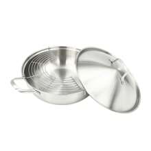 32CM STAINLESS STEEL ROASTING TRAY PAN SET LID OVAL KITCHEN COOKING BAKING NEW - 1 - View 2