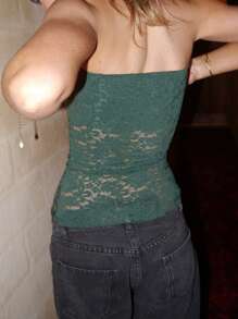 Women Lace Tube Top Without Bra  Y2k Floral Lace Sheer Mesh Strapless Bandeau Crop Tops Sexy Backless Sleeveless See Through Going Out Tops Off Shoulder Vests Shirts Vintage Aesthetic Clothes Streetwear - xanh quân đội - Xem 7