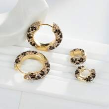 925 银女士环形耳环，时尚水晶环形礼物，15 毫米 - 35 毫米 - Leopard hoop - 查看 1