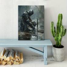 Fantasy Knight Armor Art Painting, Medieval Warrior Illustration, 1 PC Keyword Wooden Framed Canvas Painting - Thickness 2. 25cm/0. 9inch, Home Gift Decoration Room Decoration Aesthetic Wall Decoration Art Perfect Gift Autumn And Winter Wall Decoration Living Room Decoration Bedroom Decoration Kitchen Decoration Entry Decoration Bathroom Decoration Direct Wall Painting High Quality Wall Painting Poster - Xám - Xem 4