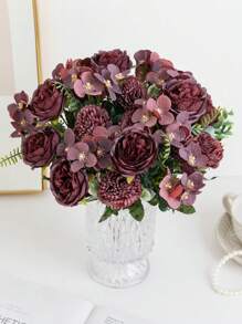 1PC/3PCS Artificial Peony Silk Hydrangea Bouquet, Bride Holding Flower Material, Home, Dining Room, Vase Decoration, Wedding Decoration, Background Wall Decoration, Flower Wedding Car With DIY Wreath Material, Door Lintel, Flower Material, Valentine's Day Gift, Autumn Decoration Gifts Birthday Graduation