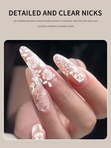 最新美甲设计印刷板，包括蕾丝、蝴蝶、玫瑰花、丝带、领结、蛇格图案美甲印花模板、不锈钢美甲印花板、中国风竹花印花 - 彩色 - 查看 6