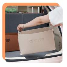Foldable Car Trunk Storage Box, Cartoon Bear Design, Large Capacity Felt Storage Basket, Auto Organizer
