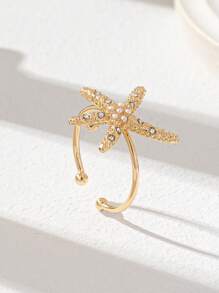 1pc Starfish Toe Ring, Women Beach Travel Foot Jewelry Accessories, Summer Vacation - Gold - View 2