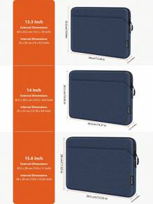 SENLASI 1pc Solid Casual Laptop Sleeve For 13.5 14 15.6 Inch Laptop, Laptop Bags ForMacBook,IPad, Chromebook Surface Notebook, Portable Laptop Sleeves Blue Black Gray - Multicolor - View 8