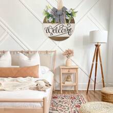 Guirnalda de bienvenida con mariposas de arpillera, decoración colgante para la puerta de entrada