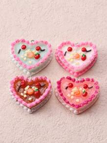 4pcs Mixed Color Fake Food Heart Cake Charms DIY Jewelry Accessories, Random Color Assortment - Heart Cake Charm - View 8