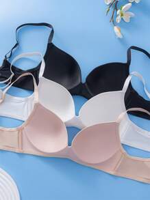 3pcs Women Wireless Lift Bras - Seamless & Comfortable, Soft Breathable Fabric, No Wire & Removable Straps, Solid Color Suitable For Everyday & Occasion Wear, Soft Lingerie, Smooth Texture Bras, Flexible & Fitted Bras