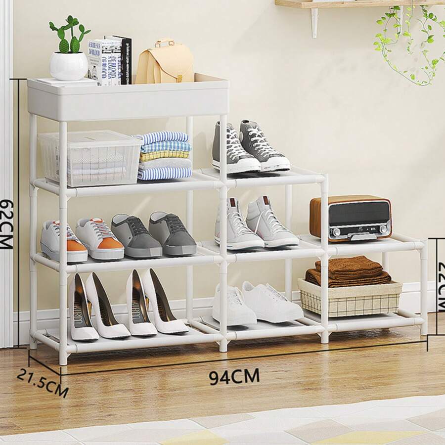 Estante organizador multiusos para zapatos y almacenamiento, diseño moderno - Blanco - Ver 1