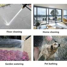 1pc Pressure Car Wash Water Gun, Plastic Body, Garden Hose Nozzle, Garden Sprinkler, Multi-Functional Watering Tool, Heavy Duty Cleaning - Black - View 7