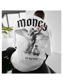 Angel Money On My Mind T-Shirt Streetware Unisex Male Female 100% Cotton Top Premium Streetwear New Release Immediate Shipping Various Colors!! Plus Size - 白色 - 查看 2