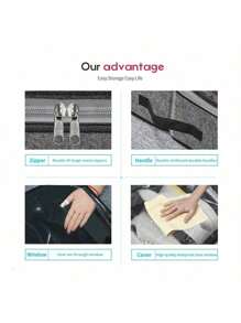 Hộp đựng giày gấp gọn 12 ô vải lanh màu xám, thích hợp cho tủ quần áo, tủ đựng đồ, gầm giường - Nhiều màu - Xem 5