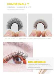 10 filas de extensiones de pestañas premontadas con estilo en W, tipo C/D, rizado 3D/4D/5D/6D/7D/8D/YY/6D, elípticas reales/planas, 5D en forma de flor, pétalos naturales y suaves, efecto de volumen y floración automática de la marca HUENTHUN