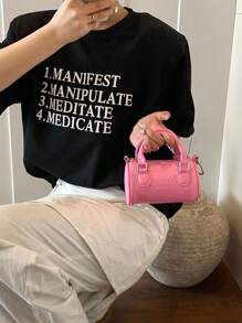 Bolso de mano con diseño de letra, mini bolso tipo almohada, bolso bandolera para niñas - A - Ver 5