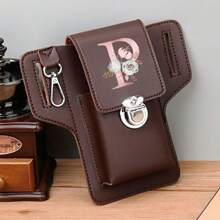 Stylish PU Leather Waist Bag For Men's Mobile Phone Waist Bags Fanny Pack Organizer Fashion Outdoor Storage Bag Lightweight Flip Phone Pack Belt Bag, Cards Holder-Holds Phone For Travel - Brown - View 27