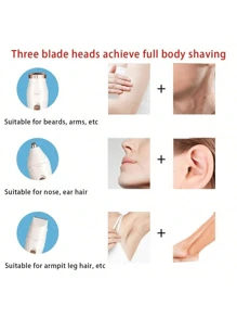 3-In-1 Rechargeable Electric Shaver For Women - Painless Trimmer For Face, Nose, Eyebrows, Beard, Arms, Legs, Underarms And Bikini Area - Portable Body Grooming Kit, Rechargeable Grooming Set, Holiday Gift (150mAh) - Multicolor - View 7