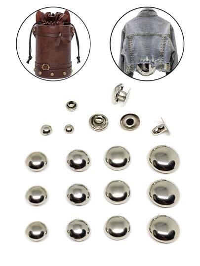 50 sets de remaches con cúpula redonda para ropa, bolsos, pies de bolsos, tachuelas y picos para zapatos, bolsos, cinturones, collares de perro, artesanía (6/8/10/12 mm)