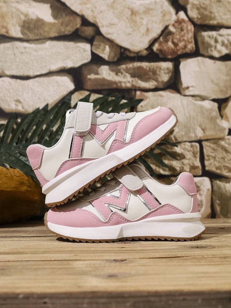 Baby Casual Soft Sole Comfortable Letter Hook And Loop Sneakers - Pink - View 3