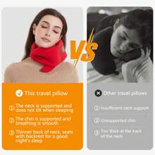 FOKES Travel Pillow, Neck Support Pillow With Scarf, Airplane Car Or Office Nap Pillow, Easy To Clean And Carry, Equipped With Luxury Storage Bag (Gary, Medium) - 紅色 - 查看 5