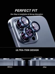 （3片装）钢化玻璃屏幕保护膜，金属单摄像头盖，兼容 16 Pro/16 Pro Max，海蓝色 - 藏蓝色 - 查看 4