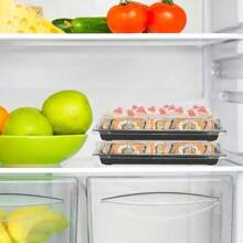 20pcs/Pack Reusable Plastic Cafeteria Trays With Lids, Gold Sushi Boxes, Disposable Rectangle Sashimi Salmon Container, Sandwich & Appetizer Platter, Bento Lunch Box For Picnics - Multicolor - View 6