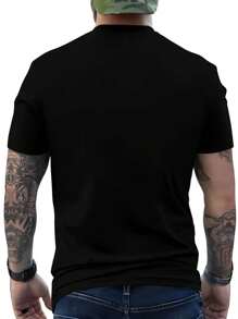 Men's Casual Round Neck T-Shirt, Made Of Polyester Knit Fabric With Slight Stretch, Regular Fit, With 3D Abdominal Print, Suitable For Summer Wear - Multicolor - View 2