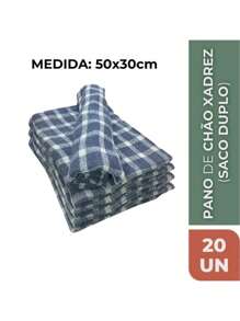 Kit 20 Plaid Floor Cloths Double Bag For General Cleaning 30x50 - Màu xanh lam - Xem 5