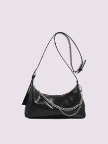 2025 New Spring/Summer Chain Decor Fashion High-End Underarm Zipper Shoulder Pleated Crossbody Bag, Versatile Commuter Bag
