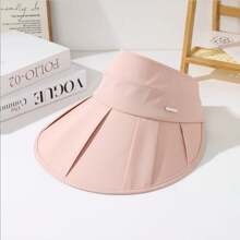 1 件女士可调节褶皱遮阳帽，防风，防紫外线，户外休闲百搭宽边帽