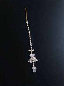 Sparkling Crystal Hair Chain, Elegant Women's Club Party Rhinestone Jewelry Headpiece Accessory, Bride To Be, Hair Accessories For Women - Gold - View 3