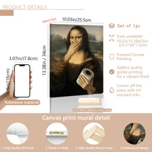 1 pieza Impresión de pintura al óleo del Vintage Funny Bathroom Mona Lisa, póster de renovación clásica, impresión de alta definición, impresión en lienzo, arte de pared, obra de arte exquisita, adecuada para baño, dormitorio, oficina, regalo de vacaciones, decoración de Año Nuevo, arte de renovación clásica, póster vintage, decoración de habitación, decoración del hogar, adecuada para la decoración de paredes de la sala de estar y el dormitorio. - Multicolor - Ver 14