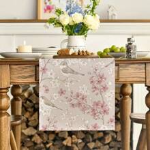 1 件春季桌旗，设计有麻雀站在桃花枝上图案，由 100% 涤纶纤维编织而成，有多种尺寸可供选择，可机洗涤纶餐垫，耐热、防污、防水、易于清洁，适用于桌面装饰、节日派对装饰、桌面保护，可用作礼物、家庭日用品、厨房用品和春季室内装饰。 - 彩色 - 查看 4