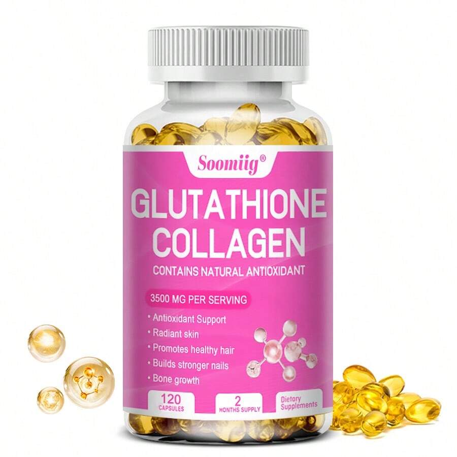 SOOMIIG Glutathione Supplement With Collagen MIlk Thistle - L-Glutathione - Antioxidant Support - Liver Support - 120 Softgels - 1瓶 - 查看 1