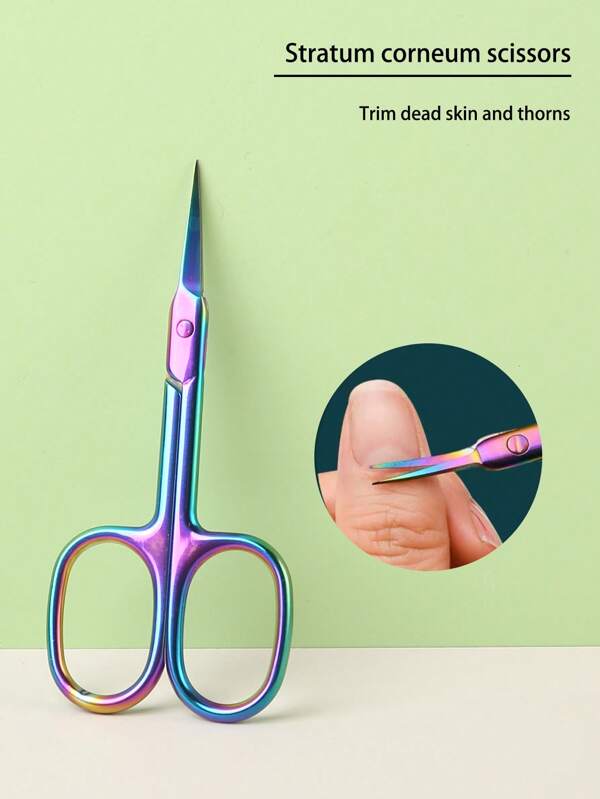 1 pièce Ciseaux multifonctions en acier inoxydable arc-en-ciel - coupe-cuticules, coupe-ongles incarnés, convient aux hommes et aux femmes