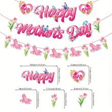 Mother Day Party Decorations, 34Pcs Mother's Day Decorations For Office Include Happy Mother Day Banner And Mother's Day Decorations Hanging Swirls, NO-DIY Glitter Happy Mother's Day Decorations Outside