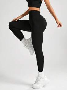 1 szt. Damskie legginsy Basic High Waist Skinny, 7/8 długości, do ćwiczeń jogi, do biegania, czarne